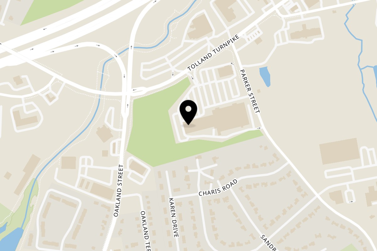 Map showing the location of Peppers Indian Cuisine! on 238 J Tolland Turnpike in Manchester
